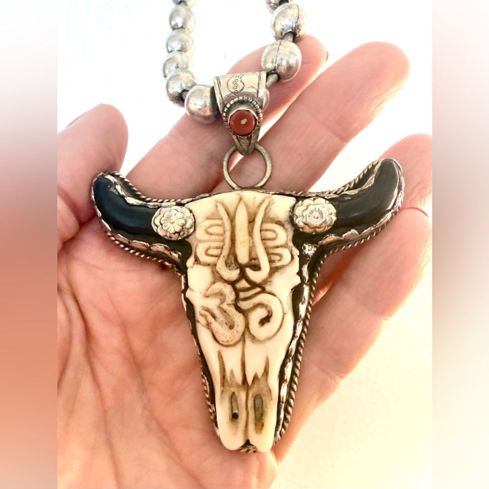 Bull Skull Pendant Necklace